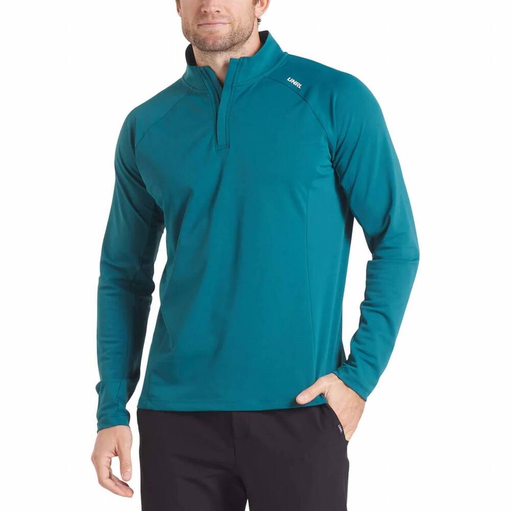 NEW UNRL men's highlands quarter zip sweater in superior teal